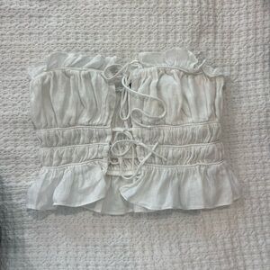 Zara White Ruffled Blouse